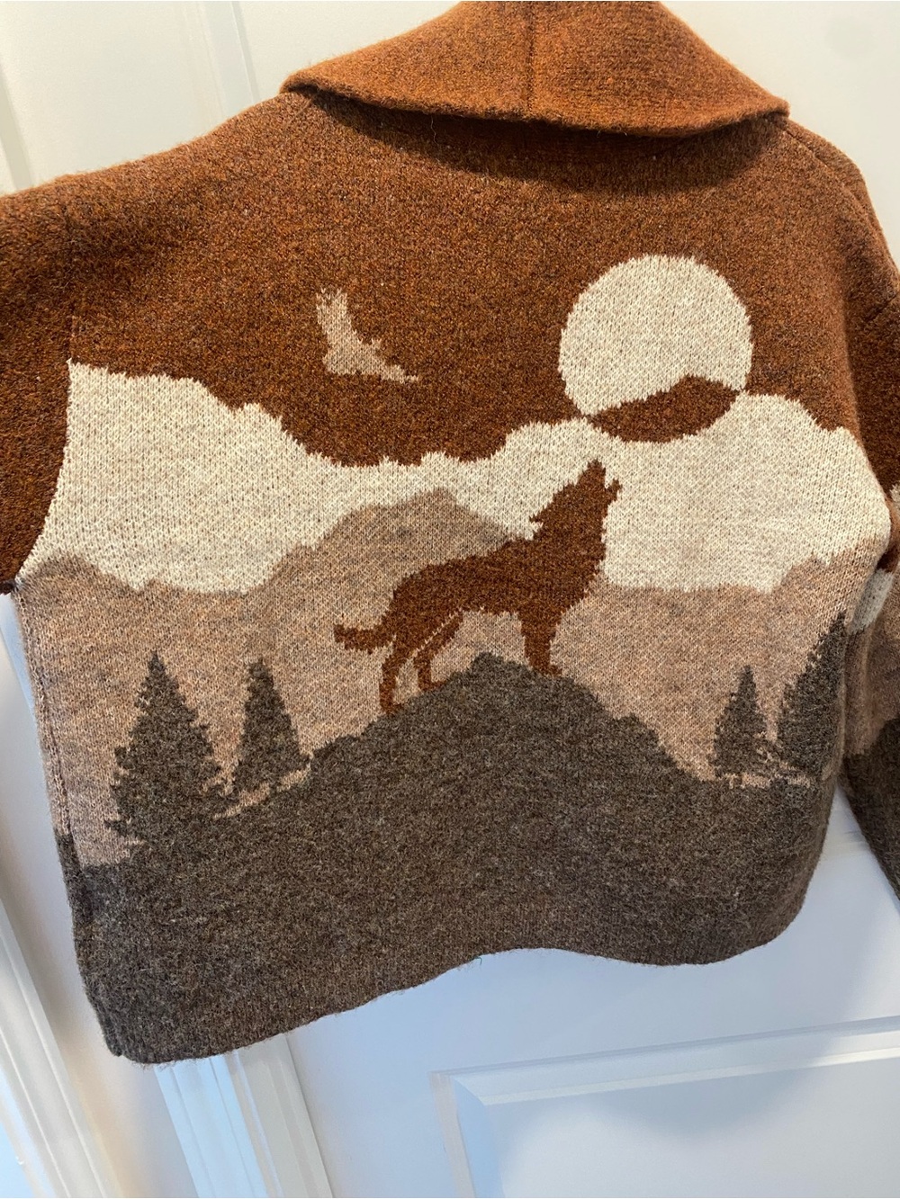 Lucky Brand NWT Western Southwestern Mountain Landscape Cardigan M - Picture 3 of 10